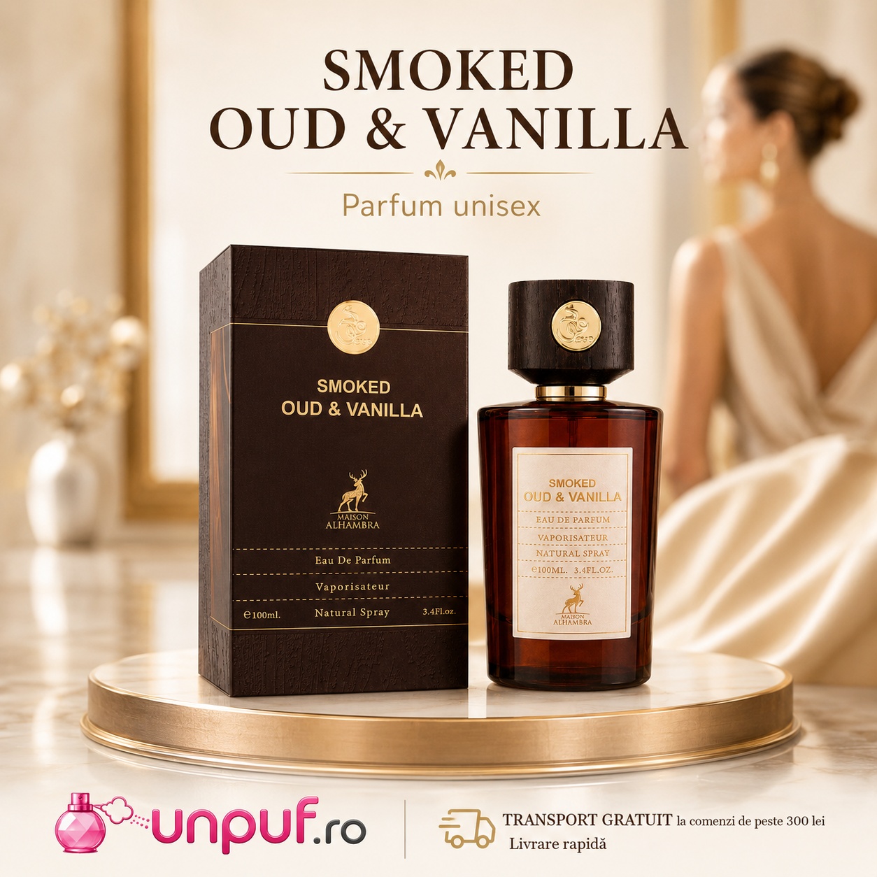 Alhambra Smoked Oud & Vanilla parfum unisex oriental vanilat pentru femei și bărbați