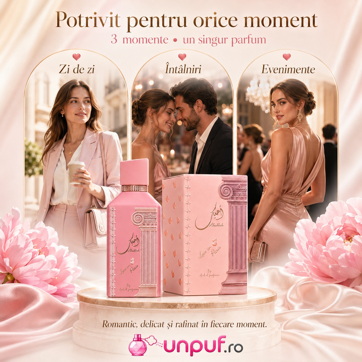 Ahubbak Love in Paris potrivit pentru zi de zi, &icirc;nt&acirc;lniri, seară și cadou