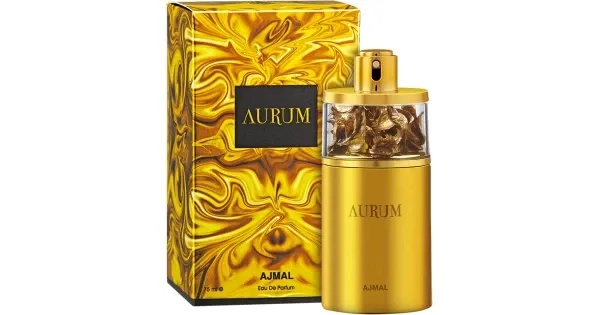 Imagine produs Ajmal Aurum 75 ml cu flacon și cutie pe fundal alb
