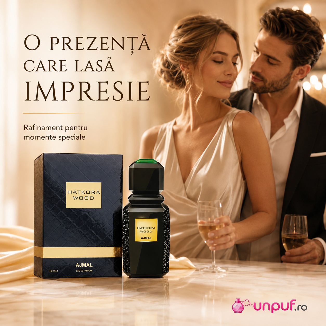 Ajmal Hatkora Wood ghid de utilizare și prezentare premium cu parfum intens, lemnos și ambrat