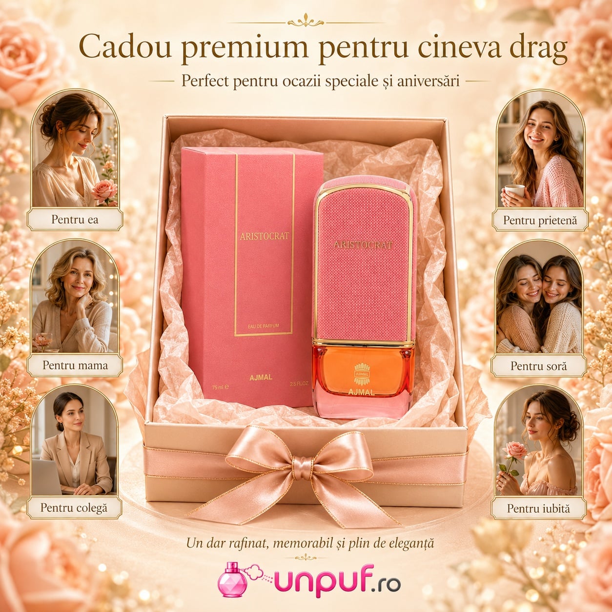 Lattafa Aristocrat Rose cadou premium pentru cineva drag, parfum elegant și memorabil