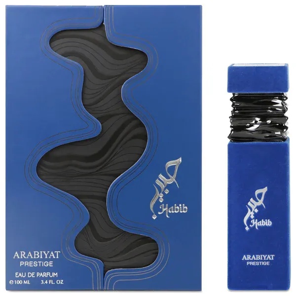 Sticlă și cutie My Perfumes Habib 100 ml pe fundal alb, parfum arăbesc Eau de Parfum
