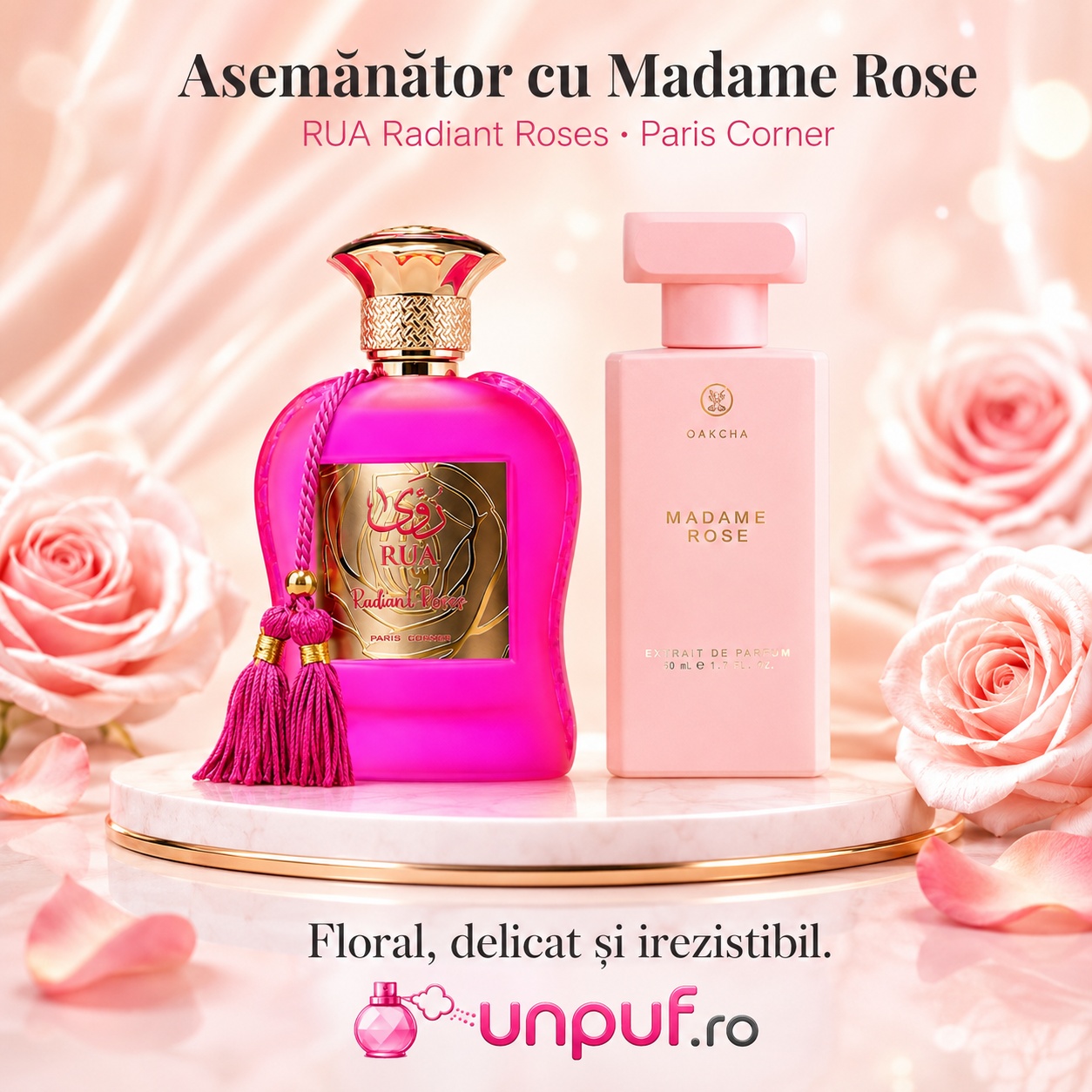 Rua Radiant Roses Paris Corner inspirat din Madame Rose parfum floral delicat și irezistibil