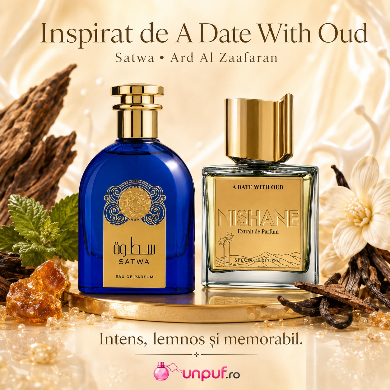 Satwa Ard Al Zaafaran inspirat din A Date With Oud parfum intens lemnos și memorabil