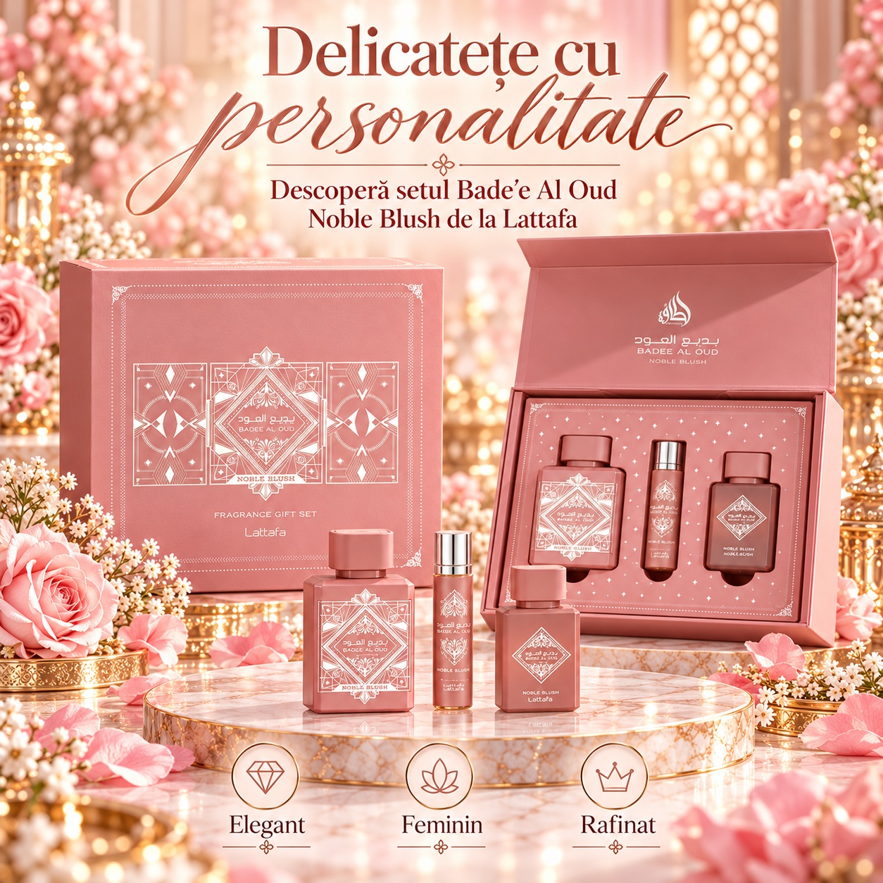 Lattafa Noble Blush delicatețe cu personalitate set feminin premium