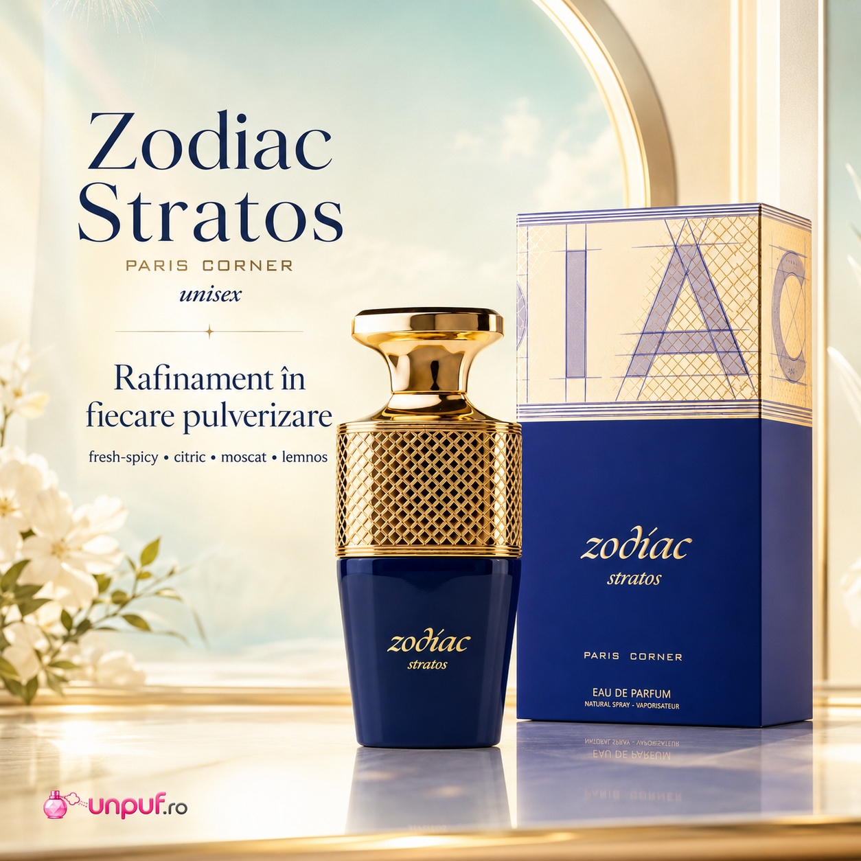 Zodiac Stratos Paris Corner rafinament &icirc;n fiecare pulverizare parfum fresh spicy citric moscat și lemnos