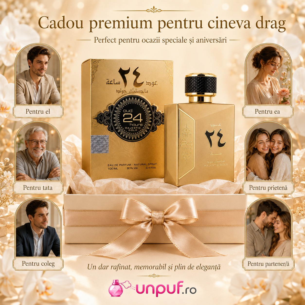 Oud 24 Hours Majestic Gold Ard Al Zaafaran cadou premium pentru el, pentru ea, pentru tată, pentru prietenă, coleg sau partener