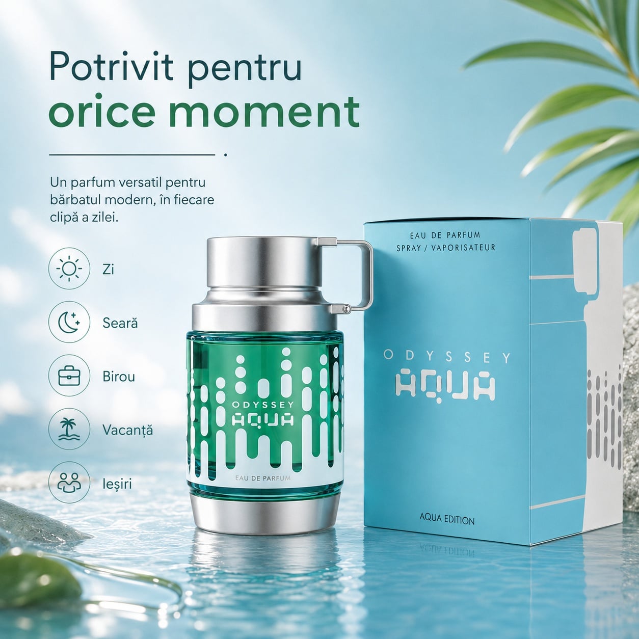 Armaf Odyssey Aqua potrivit pentru orice moment, zi, seară, birou, vacanță și ieșiri