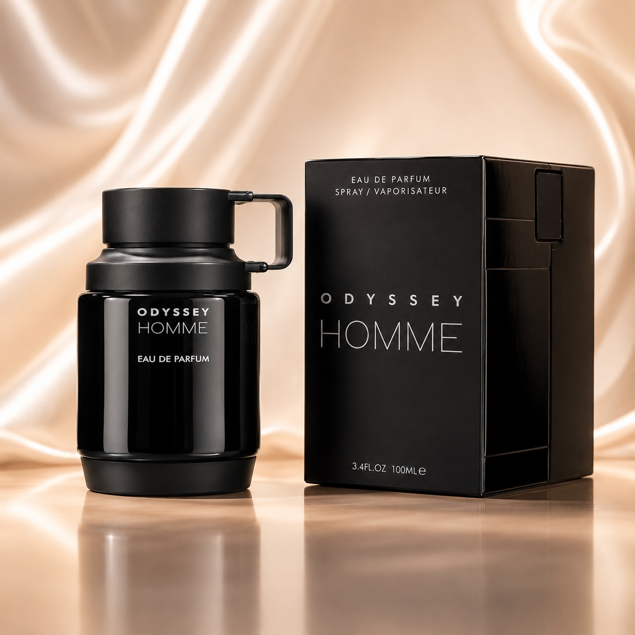 Parfum Arăbesc Armaf Odyssey Pour Homme 100 ml cu flacon negru și cutie premium neagră