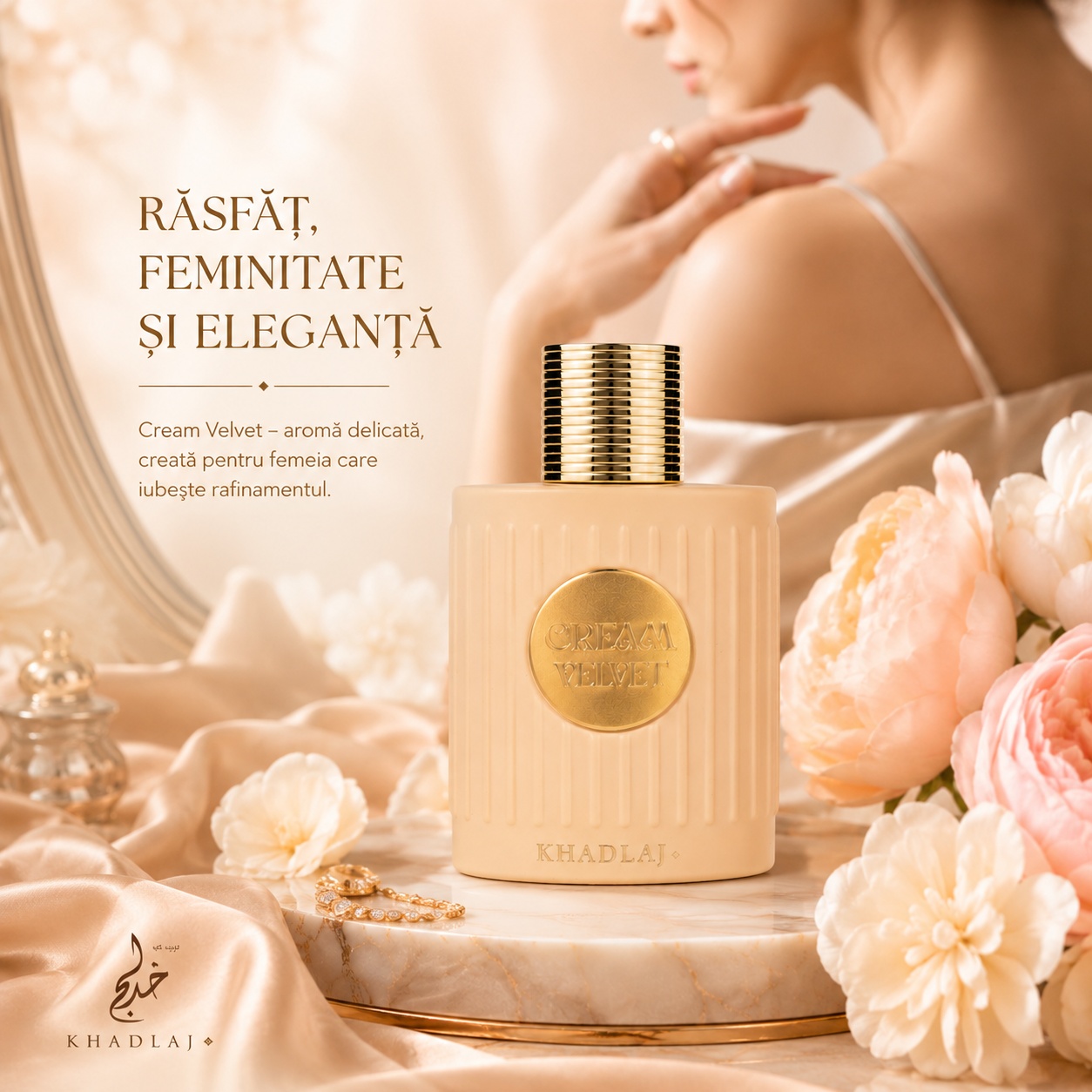 Cream Velvet Khadlaj cadou premium pentru femei, parfum gourmand cremos și elegant