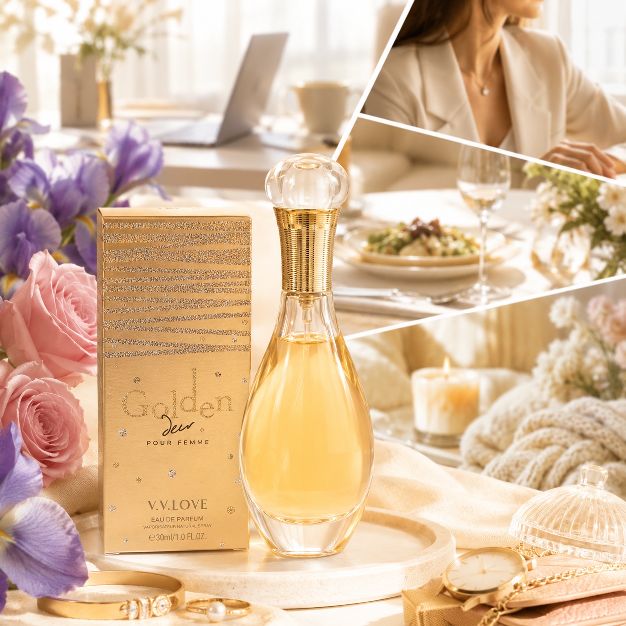 V.V. Love Golden parfum de damă pentru birou și momente elegante