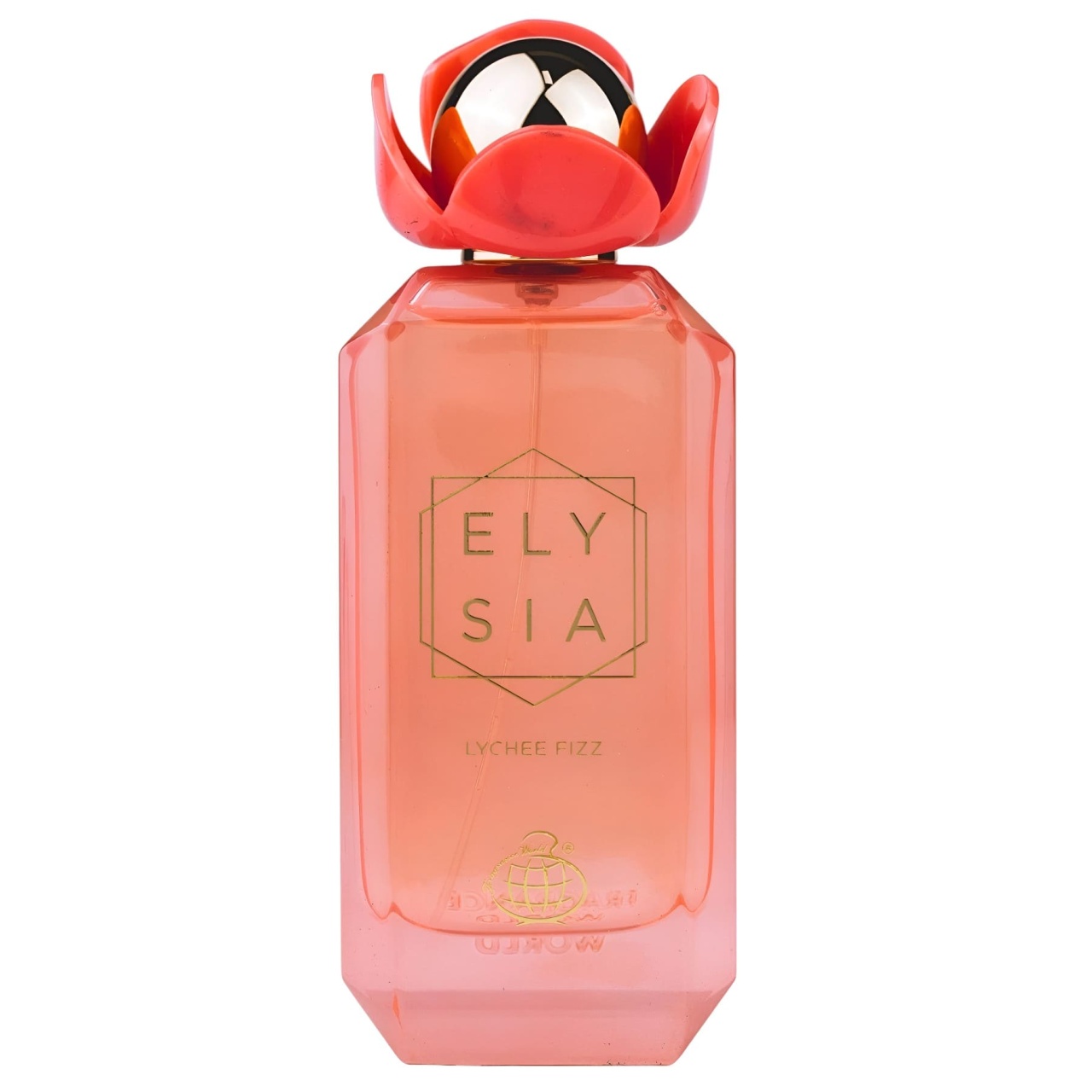 Flacon Elysia Lychee Fizz Fragrance World 100 ml detaliu produs pe fundal alb