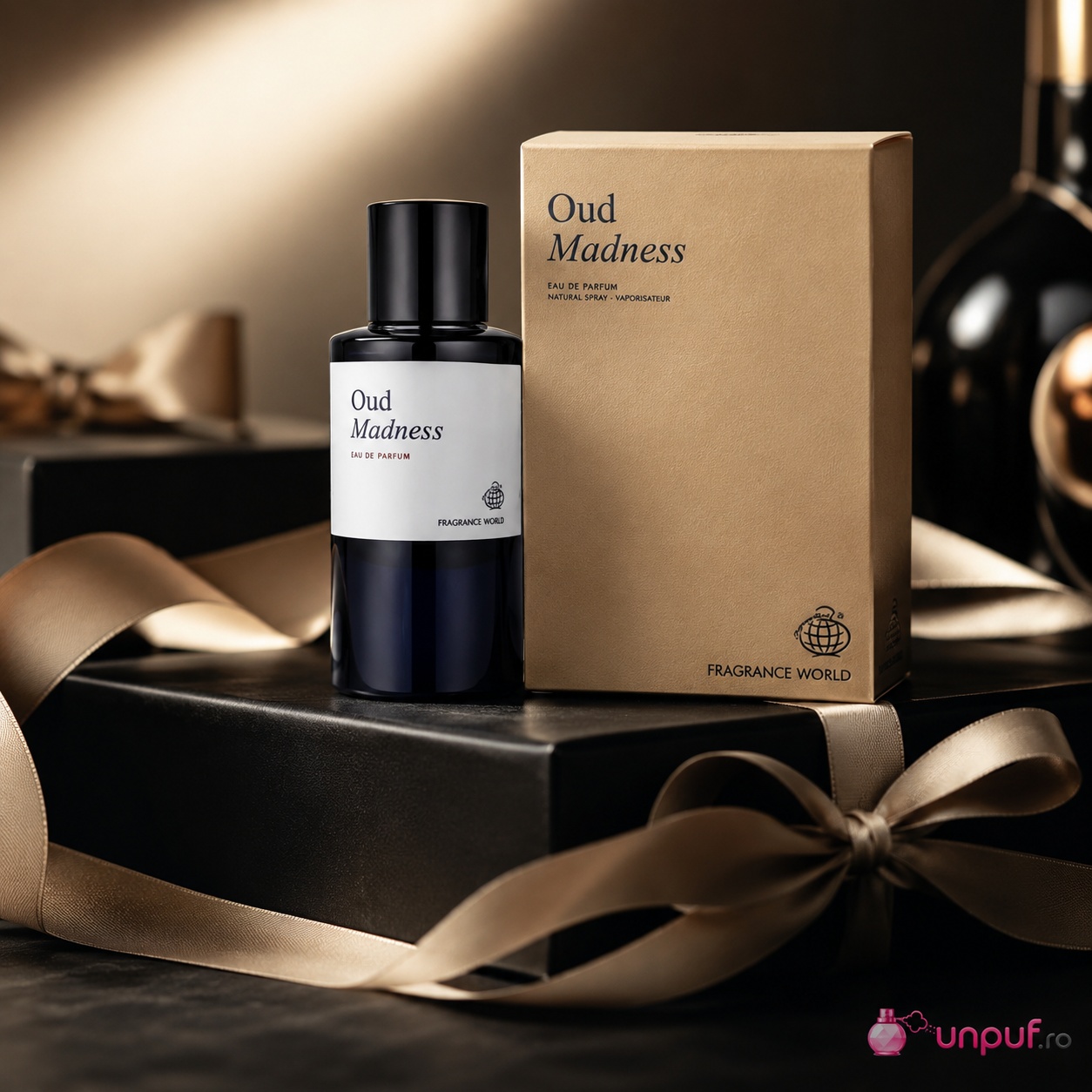 Fragrance World Oud Madness cadou premium pentru femei și bărbați, parfum elegant și intens