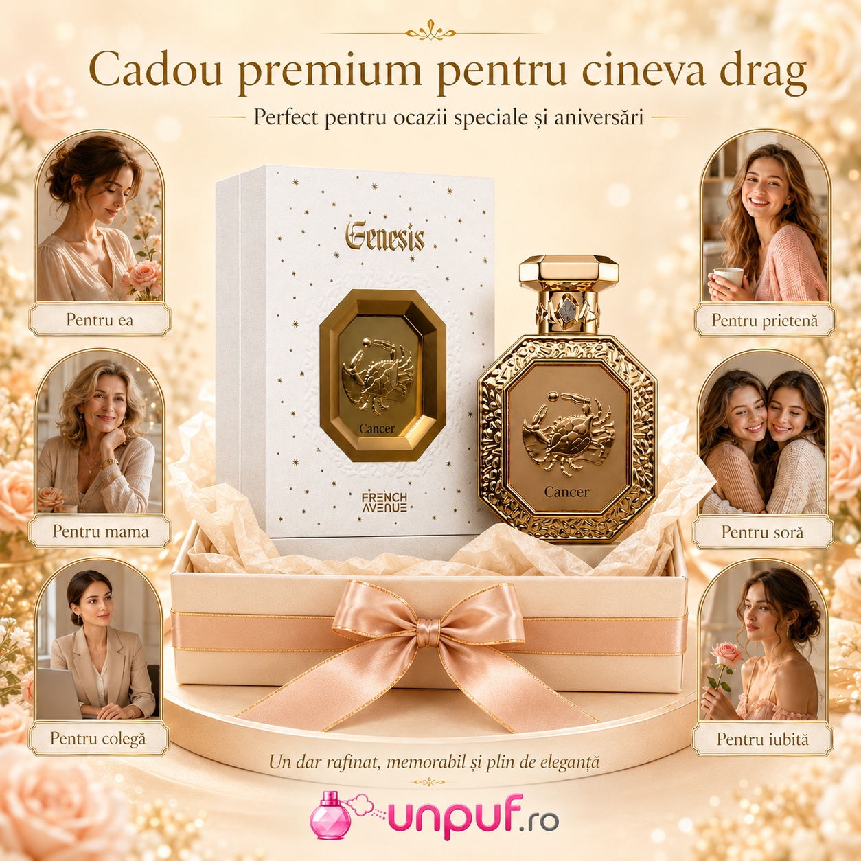 Cadou premium Genesis Cancer French Avenue pentru ea, mamă, soră, prietenă, colegă sau iubită