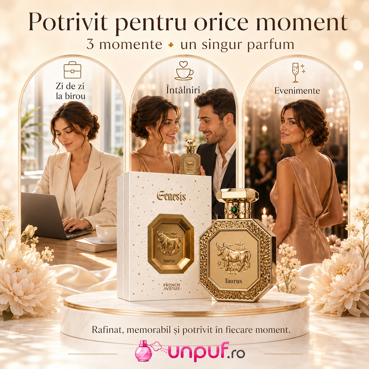 Parfum Genesis Taurus French Avenue potrivit pentru zi de zi la birou, &icirc;nt&acirc;lniri și evenimente elegante