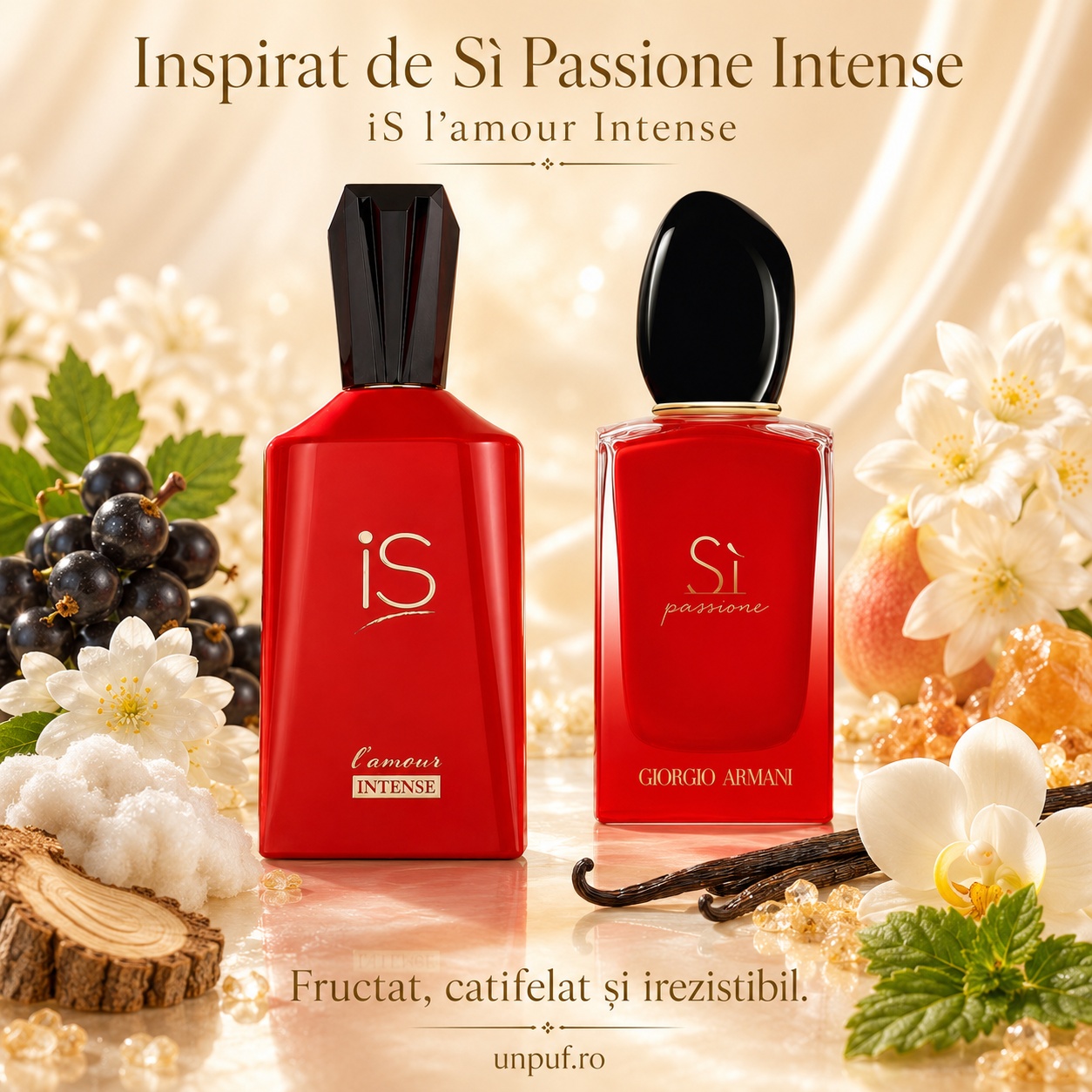 iS l'Amour Intense inspirat de Si Passione Intense Giorgio Armani parfum fructat catifelat și irezistibil