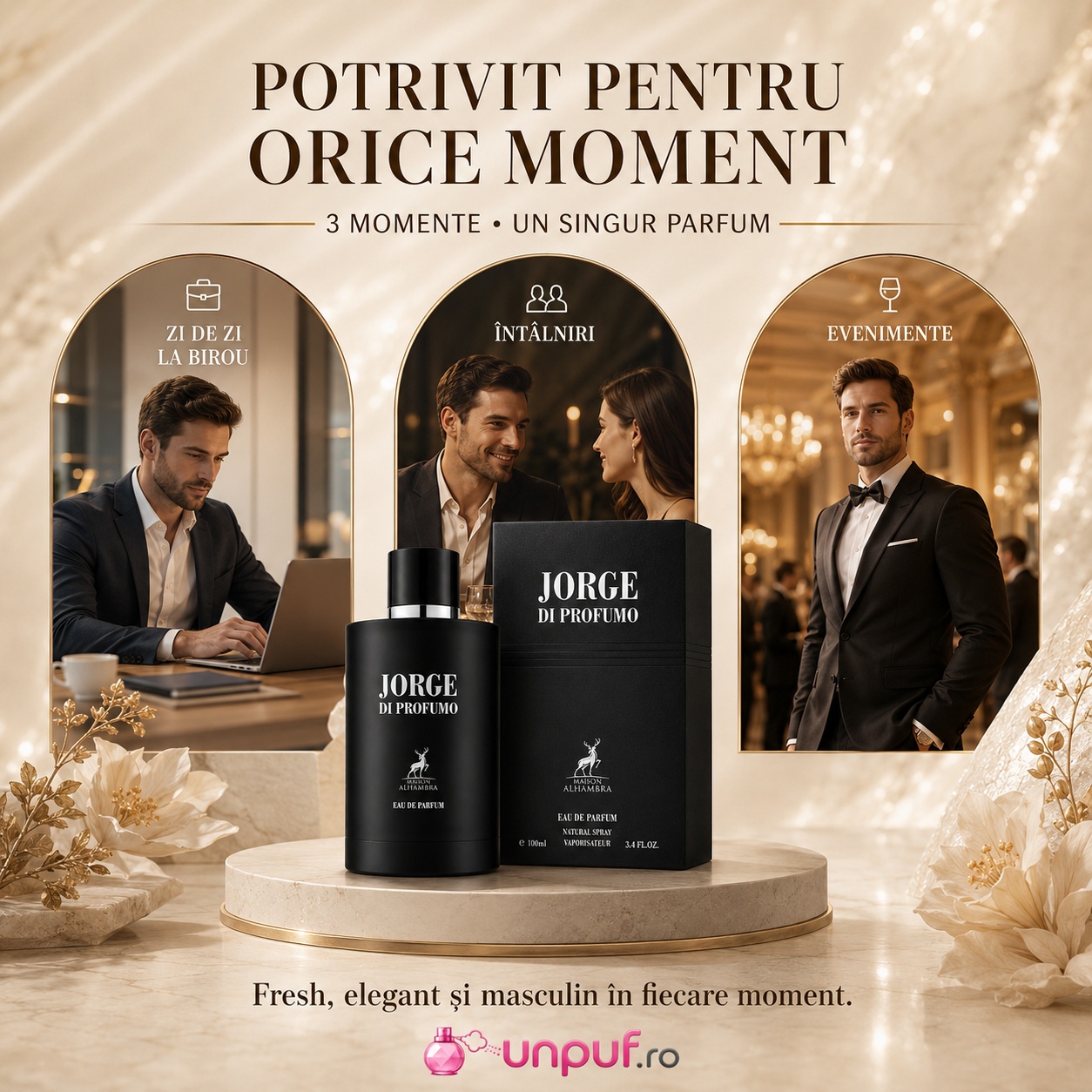 Jorge Di Profumo Maison Alhambra potrivit pentru zi de zi birou &icirc;nt&acirc;lniri și evenimente parfum bărbătesc fresh elegant