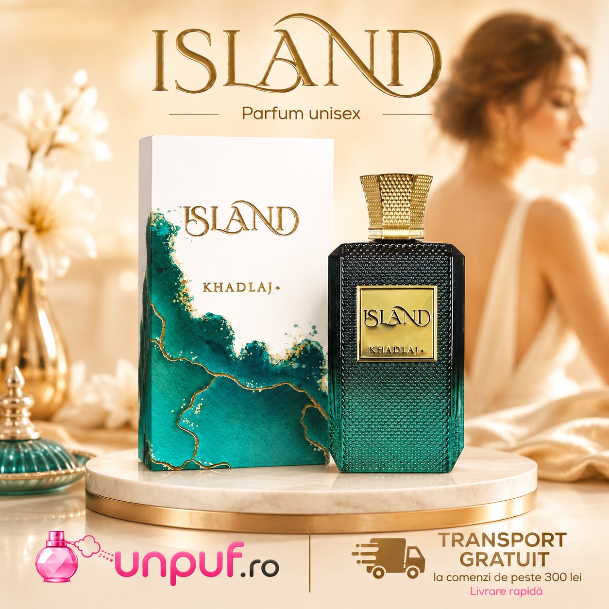Khadlaj Island parfum premium disponibil pe unpuf.ro cu livrare rapidă și transport gratuit peste 300 lei