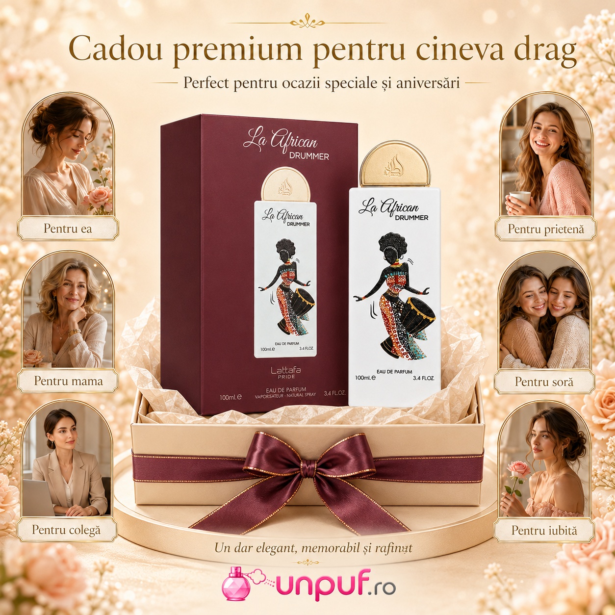 La African Drummer Lattafa Pride cadou premium pentru ea pentru mamă soră prietenă colegă sau iubită