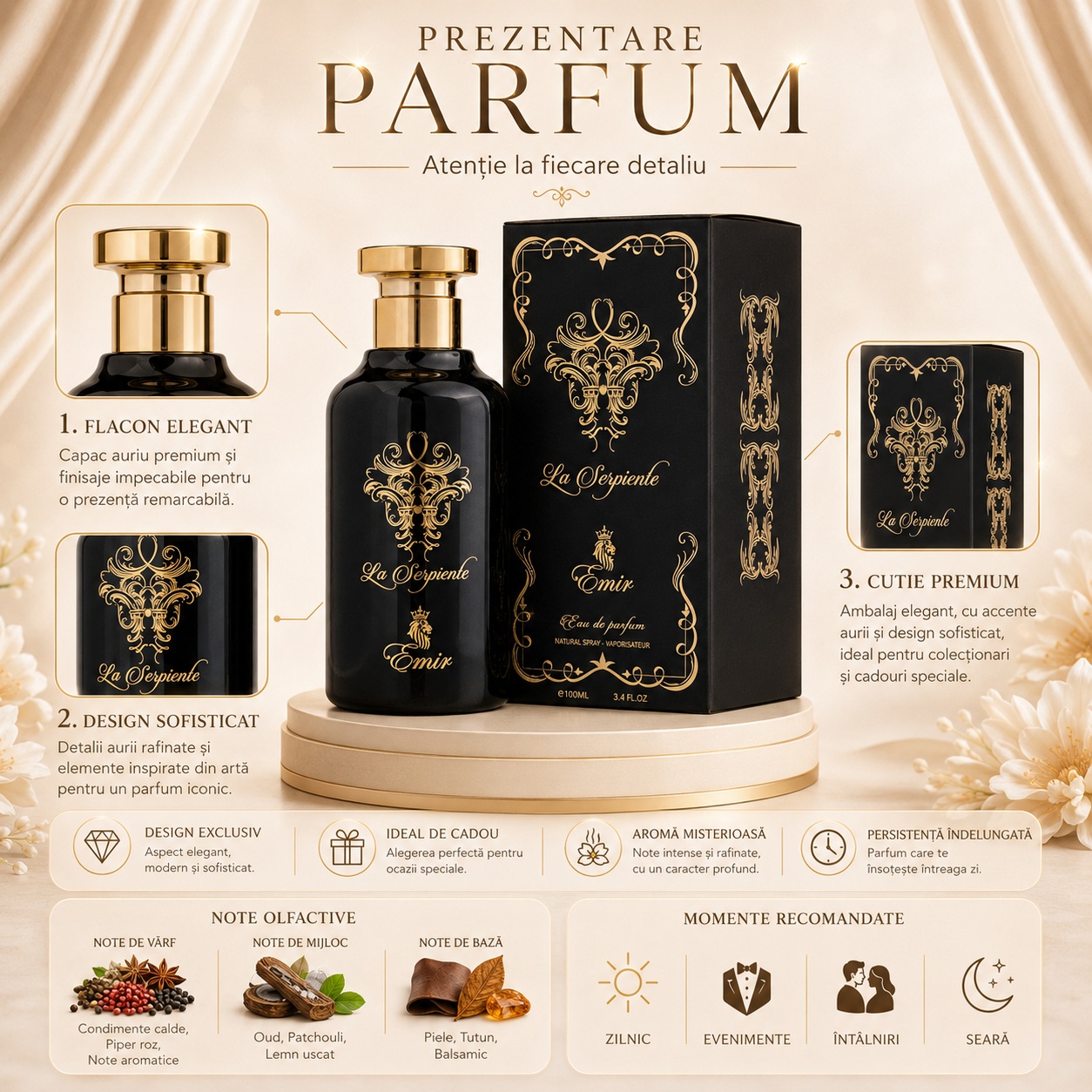 Prezentare Parfum La Serpiente Emir cu note olfactive și detalii premium