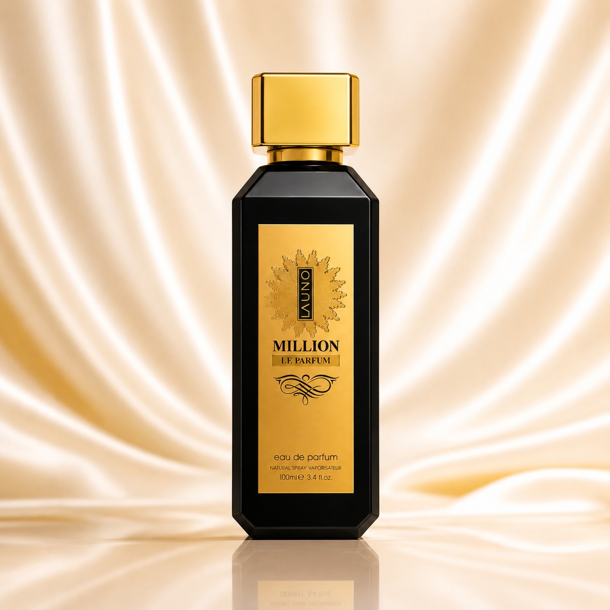 Flacon La Uno Million Fragrance World 100 ml, parfum bărbătesc cu design negru și auriu