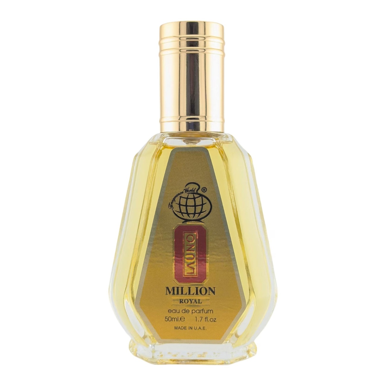 Parfum La Uno Million Royal Eau de Parfum 50 ml imagine produs pe fundal alb cu flacon auriu