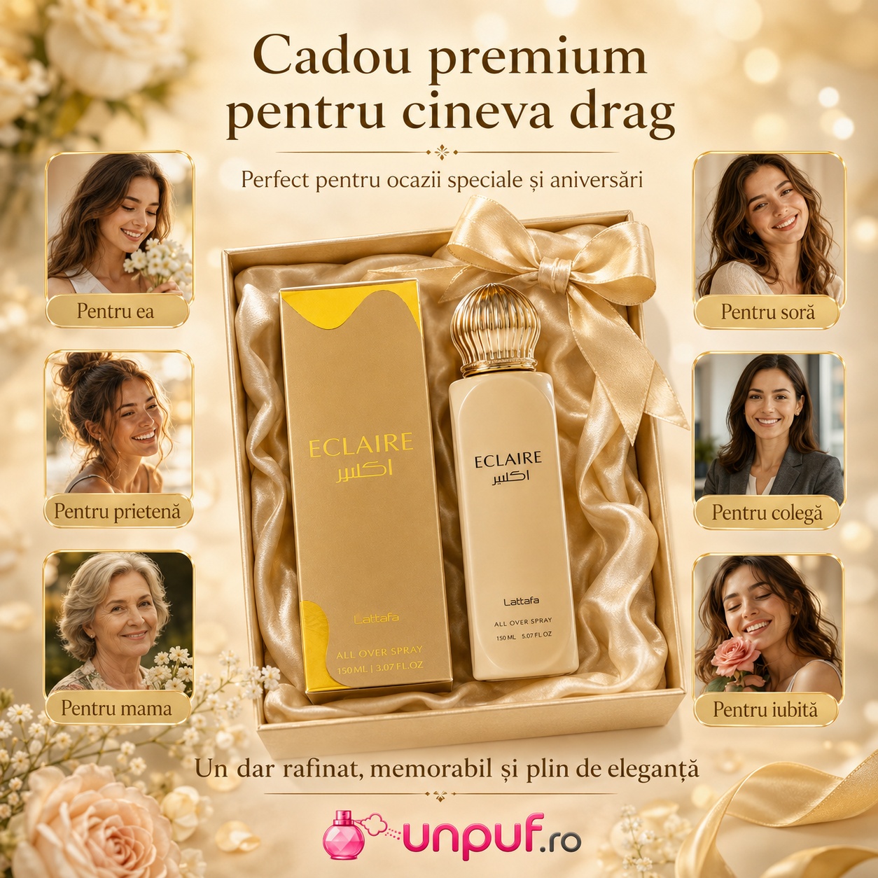 Lattafa Eclaire All Over Spray cadou premium pentru ea soră prietenă colegă mamă sau iubită