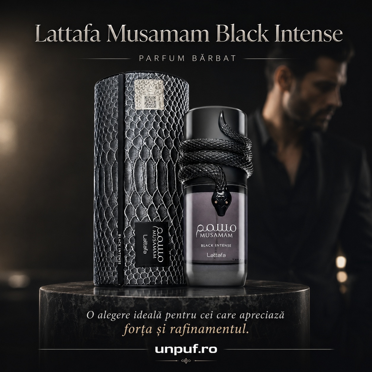 Lattafa Musamam Black Intense parfum bărbat forță rafinament și caracter