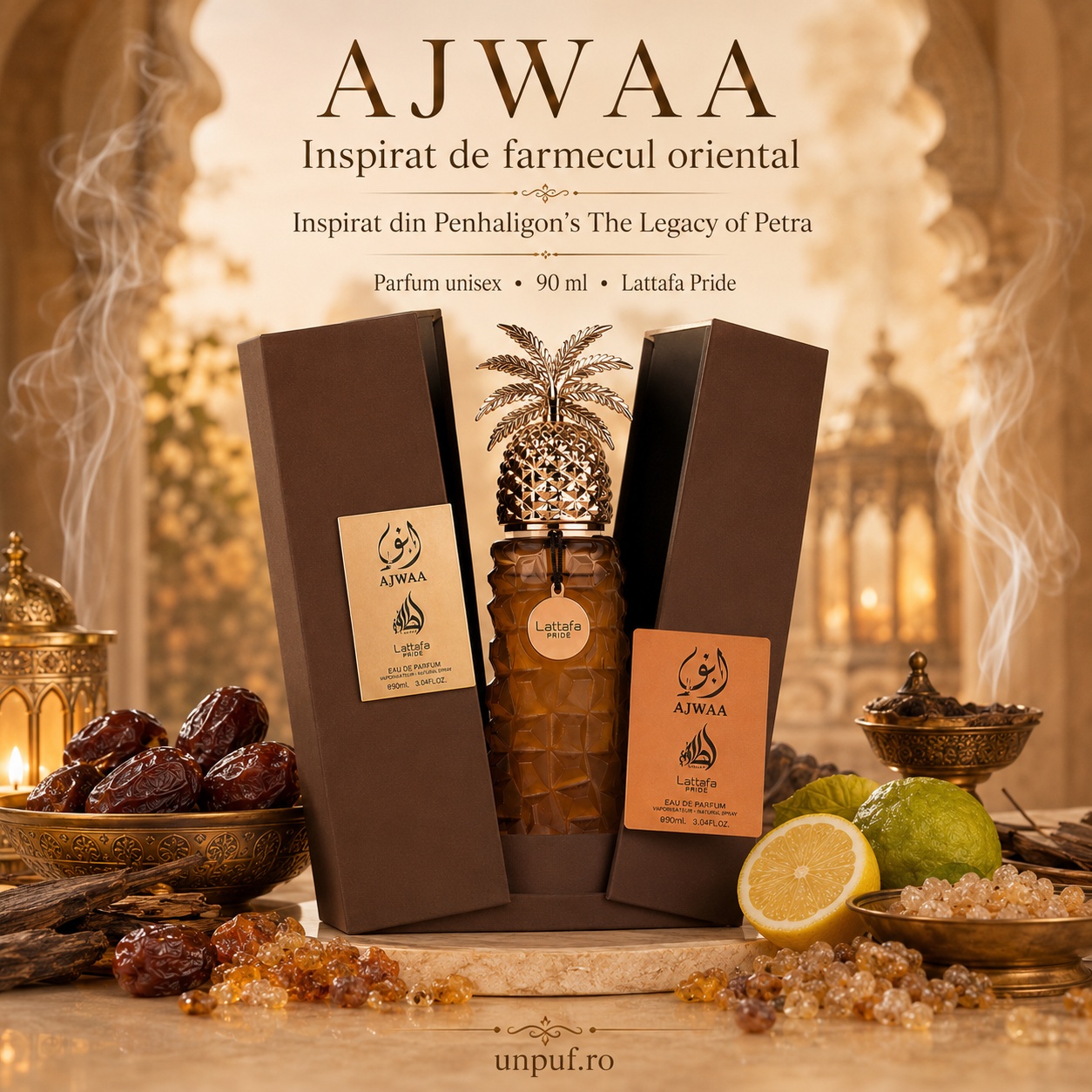 Parfum Lattafa Pride Ajwaa inspirat de farmecul oriental și Penhaligon&rsquo;s The Legacy of Petra