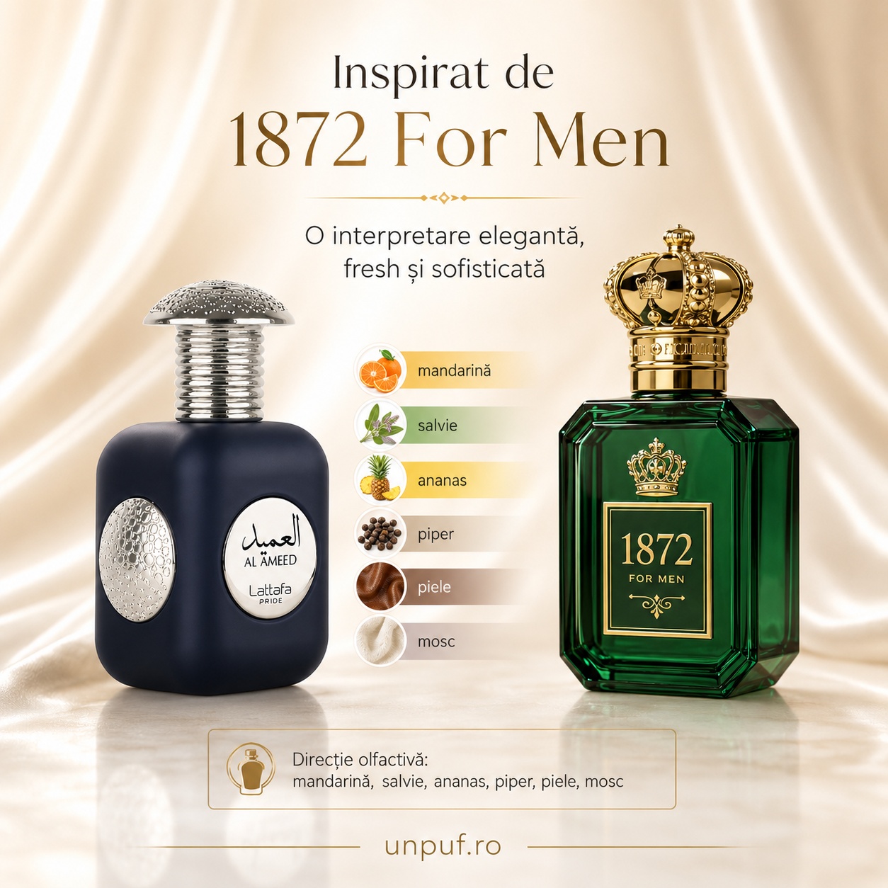Lattafa Pride Al Ameed Silver inspirat de 1872 For Men parfum elegant fresh și sofisticat
