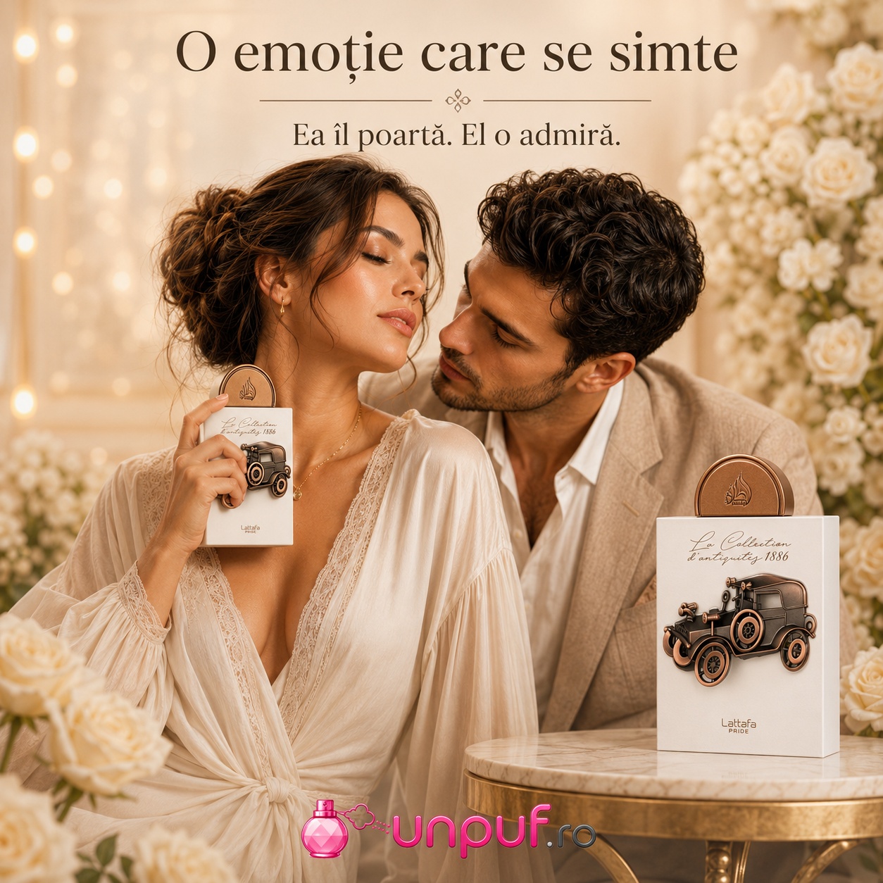 Lattafa Pride La Collection Car 1886 parfum unisex romantic cu aromă pudrată și elegantă, ea &icirc;l poartă, el o admiră