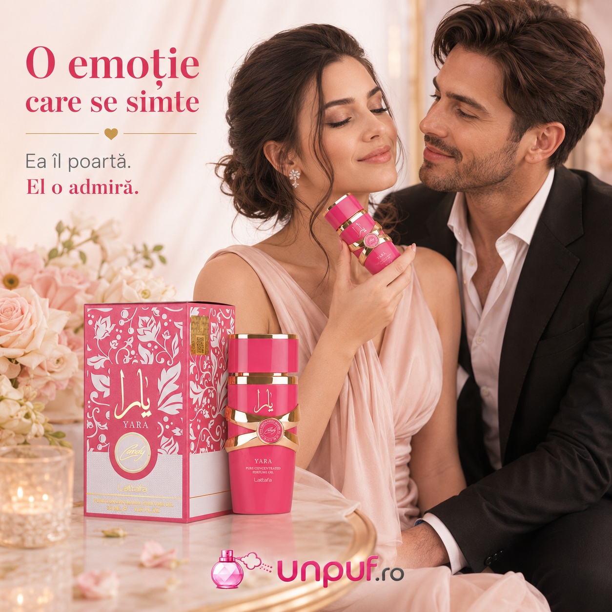 Lattafa Yara Candy Concentrated Oil parfum dulce și elegant, o emoție care se simte, ea &icirc;l poartă, el o admiră