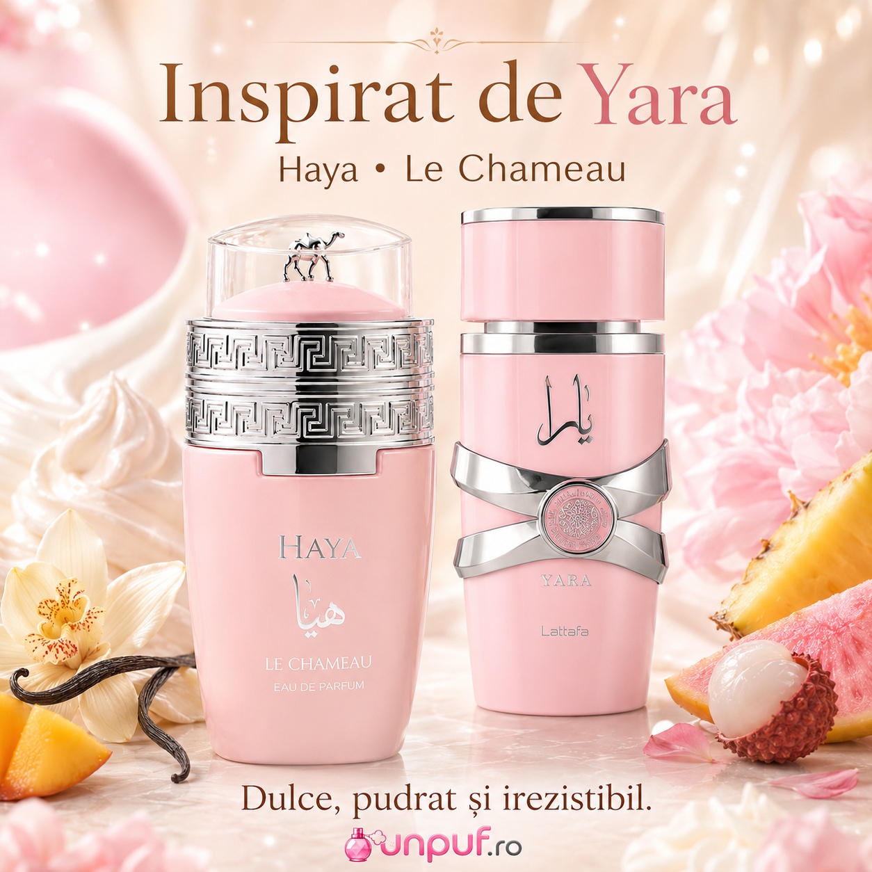 Le Chameau Arabia Haya inspirat de Yara parfum dulce pudrat și irezistibil pentru femei