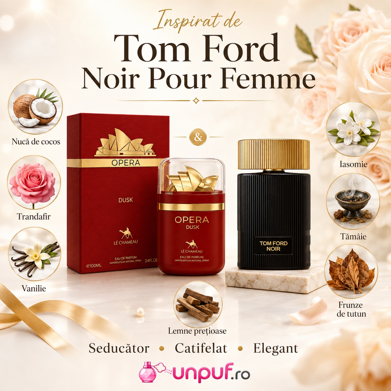 Le Chameau Opera Dusk inspirat de Tom Ford Noir Pour Femme parfum seducător catifelat și elegant