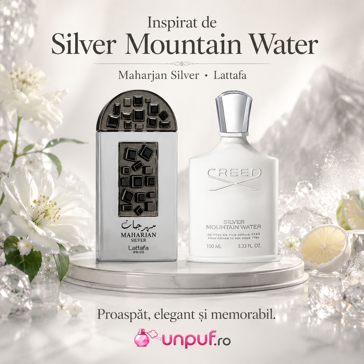 Maharjan Silver Lattafa Pride inspirat de Silver Mountain Water parfum proaspăt elegant și memorabil