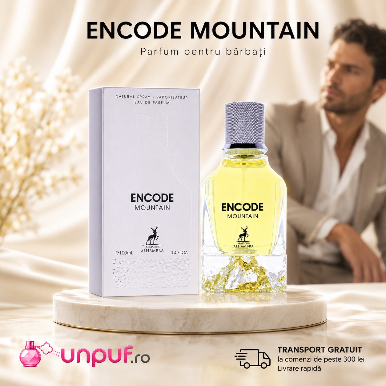 Prezentare premium Maison Alhambra Encode Mountain parfum pentru bărbați, elegant și persistent
