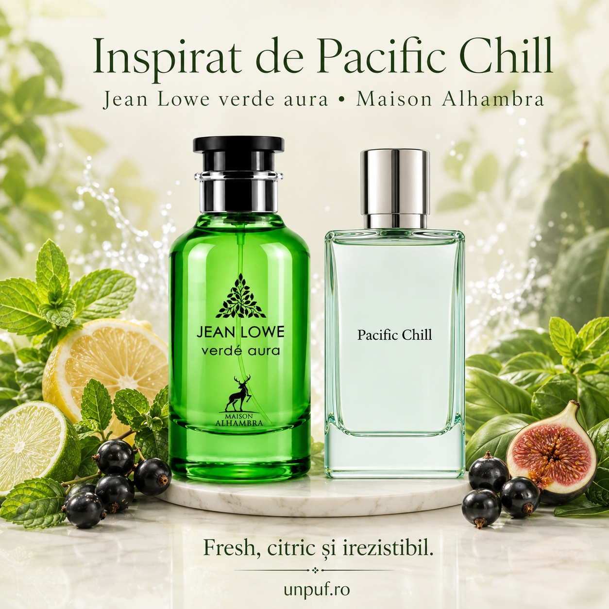 Jean Lowe Verde Aura inspirat de Pacific Chill, parfum fresh citric și irezistibil
