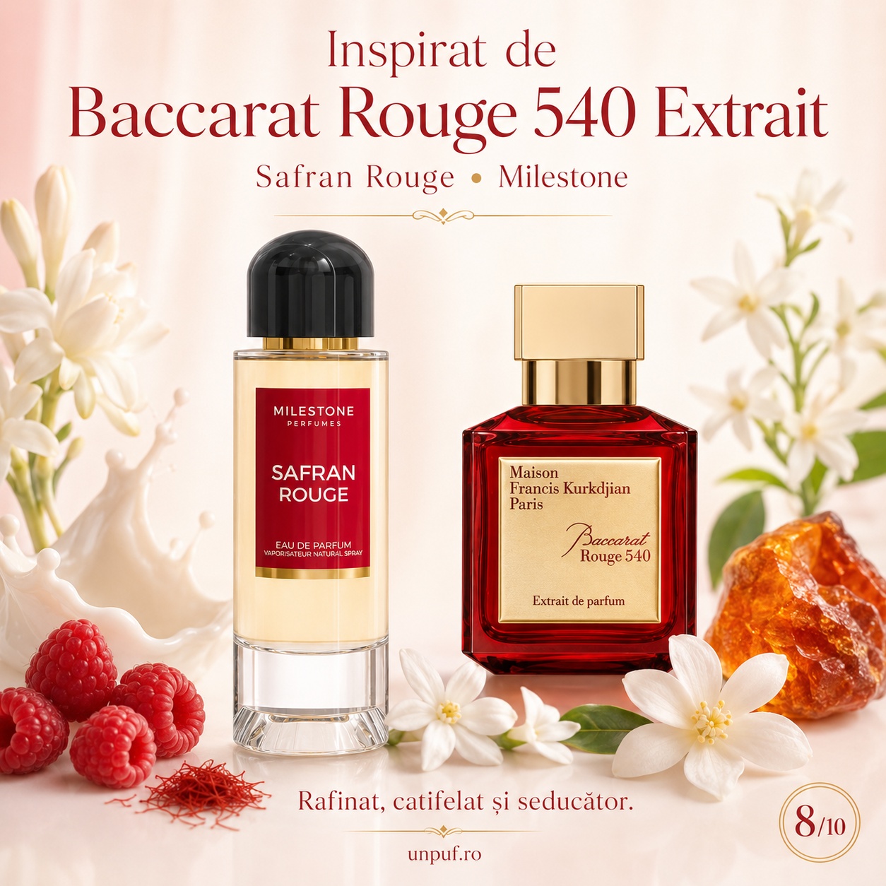 Milestone Safran Rouge inspirat de Baccarat Rouge 540 Extrait parfum rafinat, catifelat și seducător