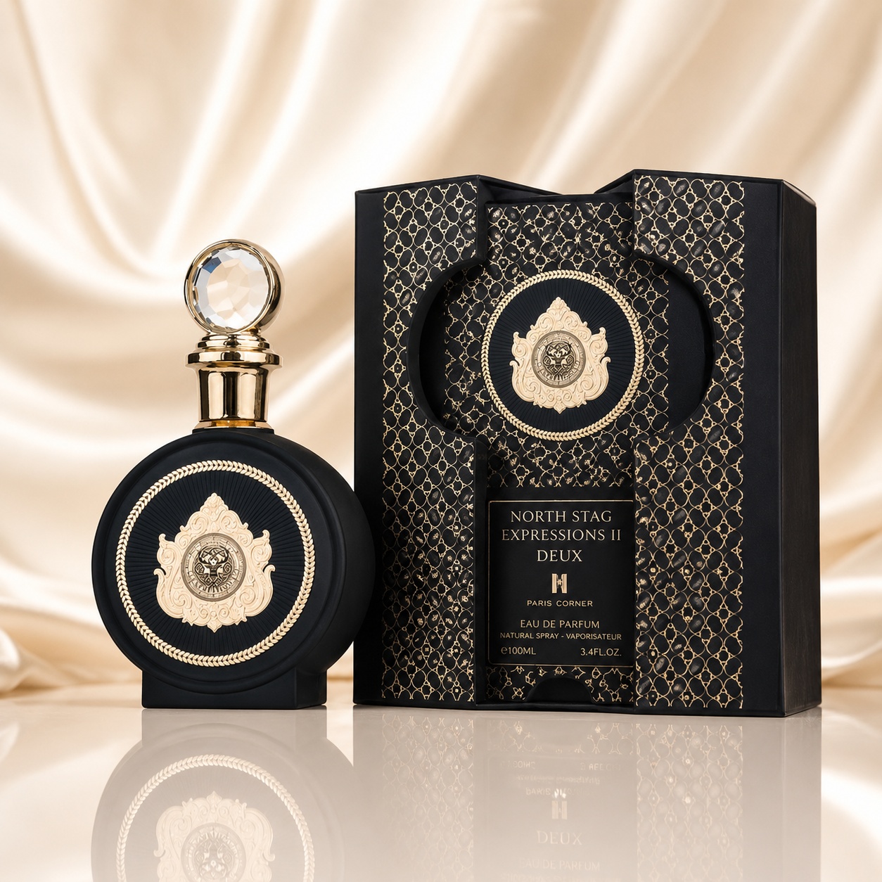 Parfum North Stag Expressions II Deux 100 ml, sticlă neagră cu detalii aurii și cutie premium