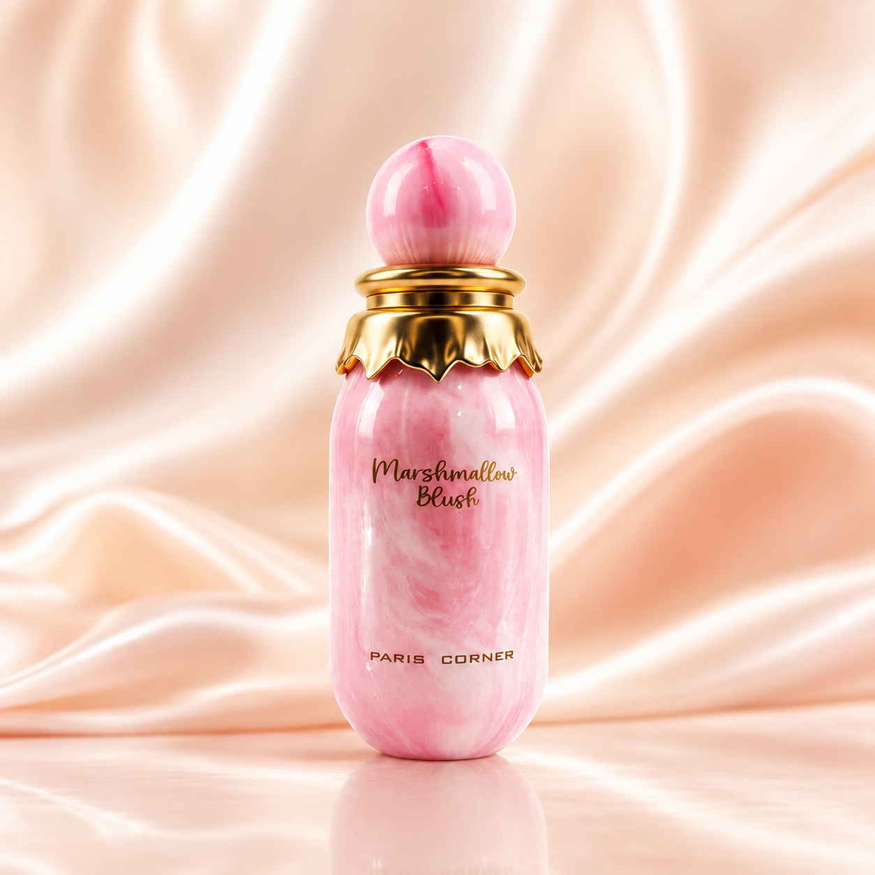 Sticlă parfum Marshmallow Blush Paris Corner 100 ml roz marmorat cu detalii aurii