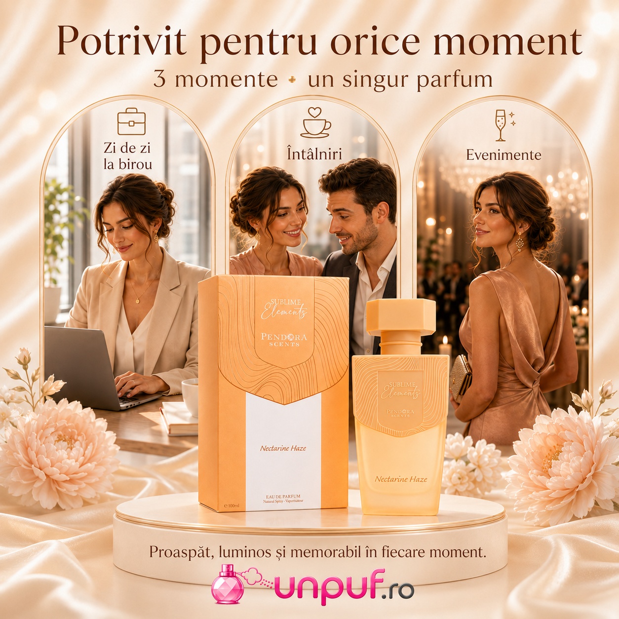 Pendora Scents Nectarine Haze potrivit pentru zi de zi, birou, întâlniri și evenimente