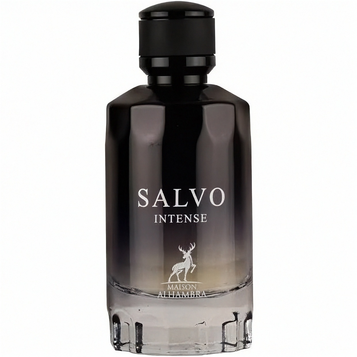 Flacon Salvo Intense Maison Alhambra 100 ml cu gradient negru fumuriu și design masculin premium