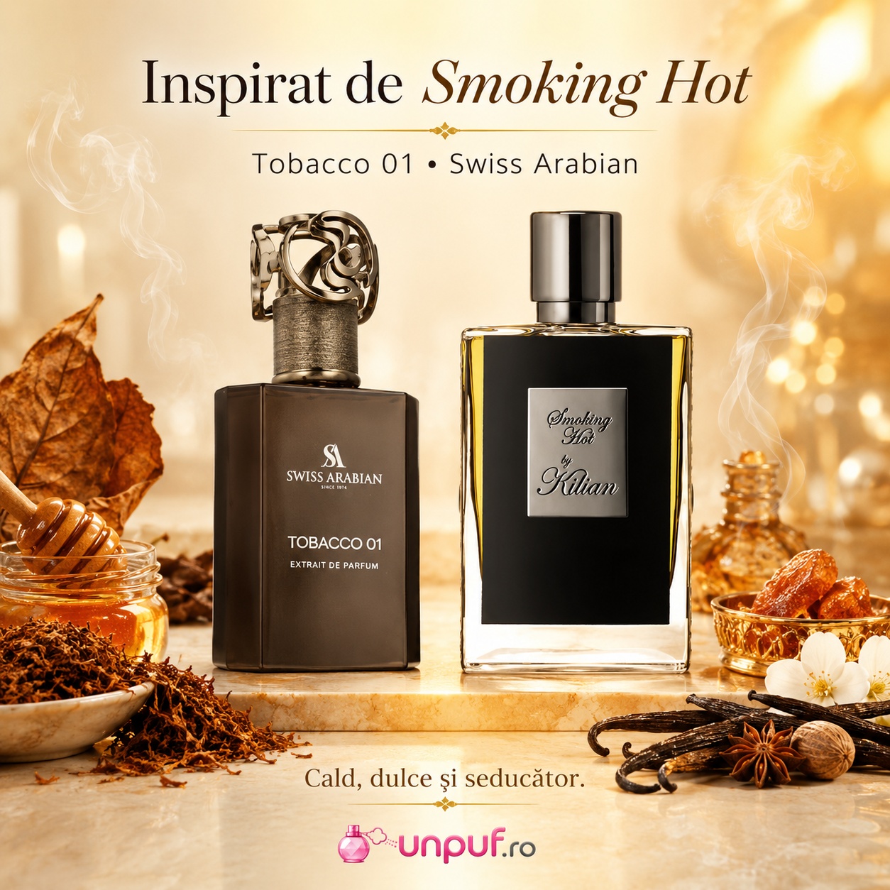 Tobacco 01 Swiss Arabian inspirat de Smoking Hot parfum cald dulce și seducător cu tutun miere vanilie și ambră