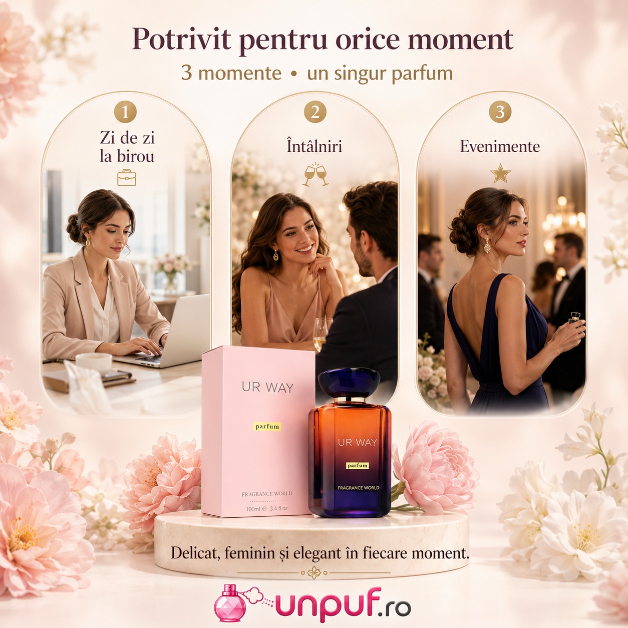 UR Way Parfum Fragrance World potrivit pentru zi de zi la birou, &icirc;nt&acirc;lniri și evenimente