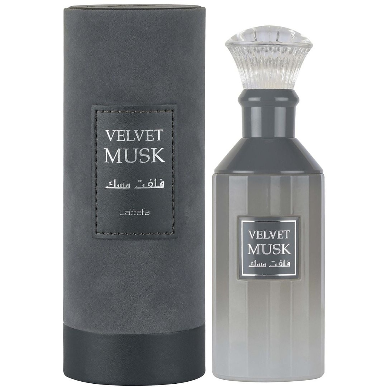 Cutie originală Velvet Musk Lattafa 100 ml și flacon parfum arabesc unisex
