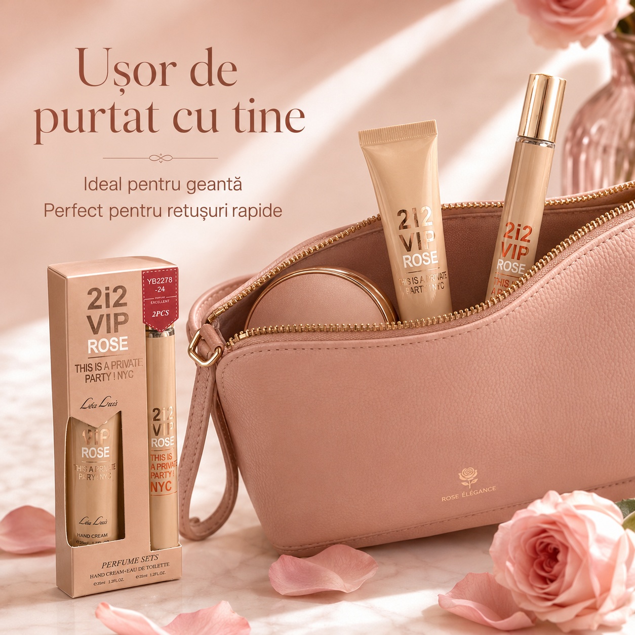 Set 2i2 VIP Rose ușor de purtat &icirc;n geantă, ideal pentru retușuri rapide