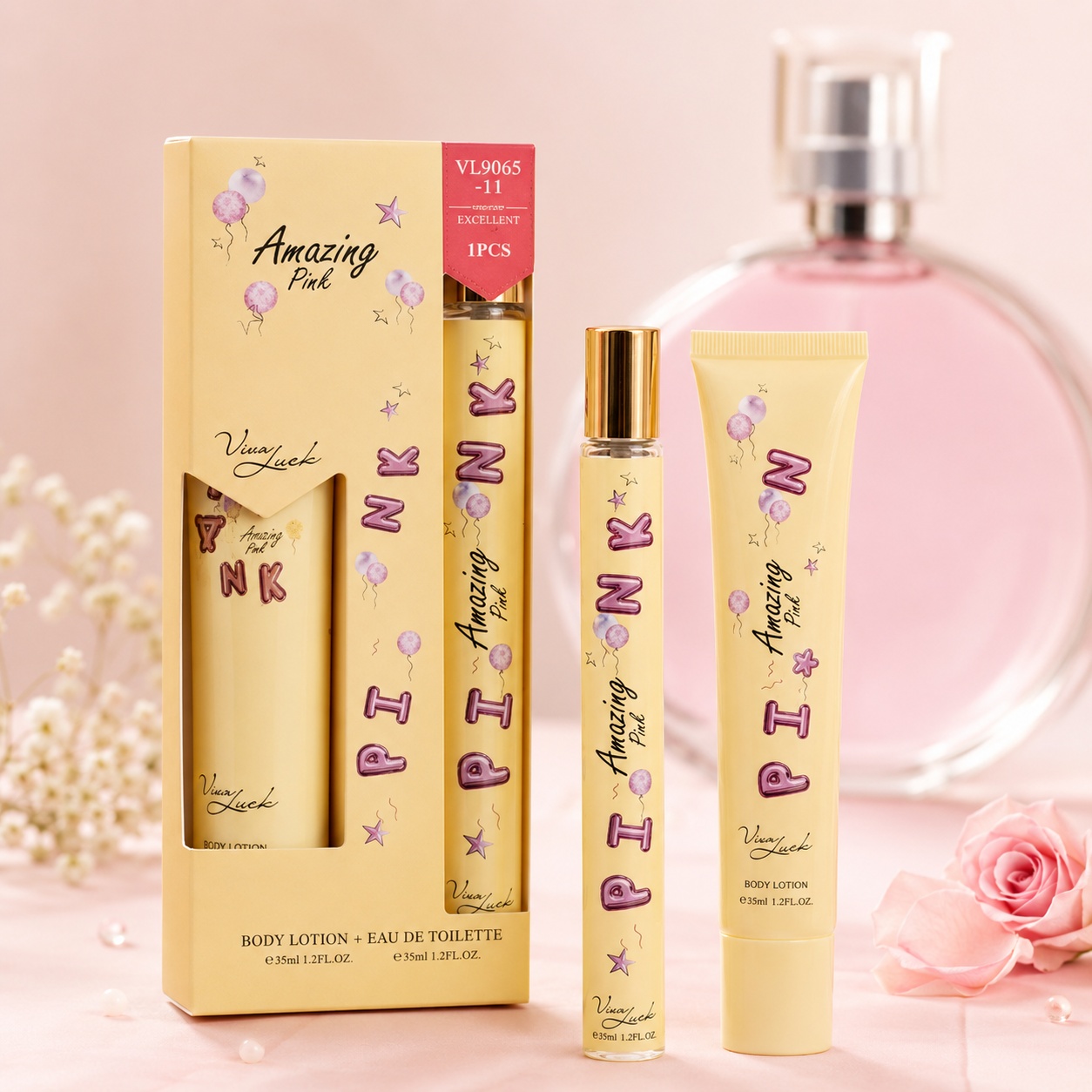 Set Amazing Pink 2x35 ml damă, apă de toaletă 35 ml și body lotion 35 ml