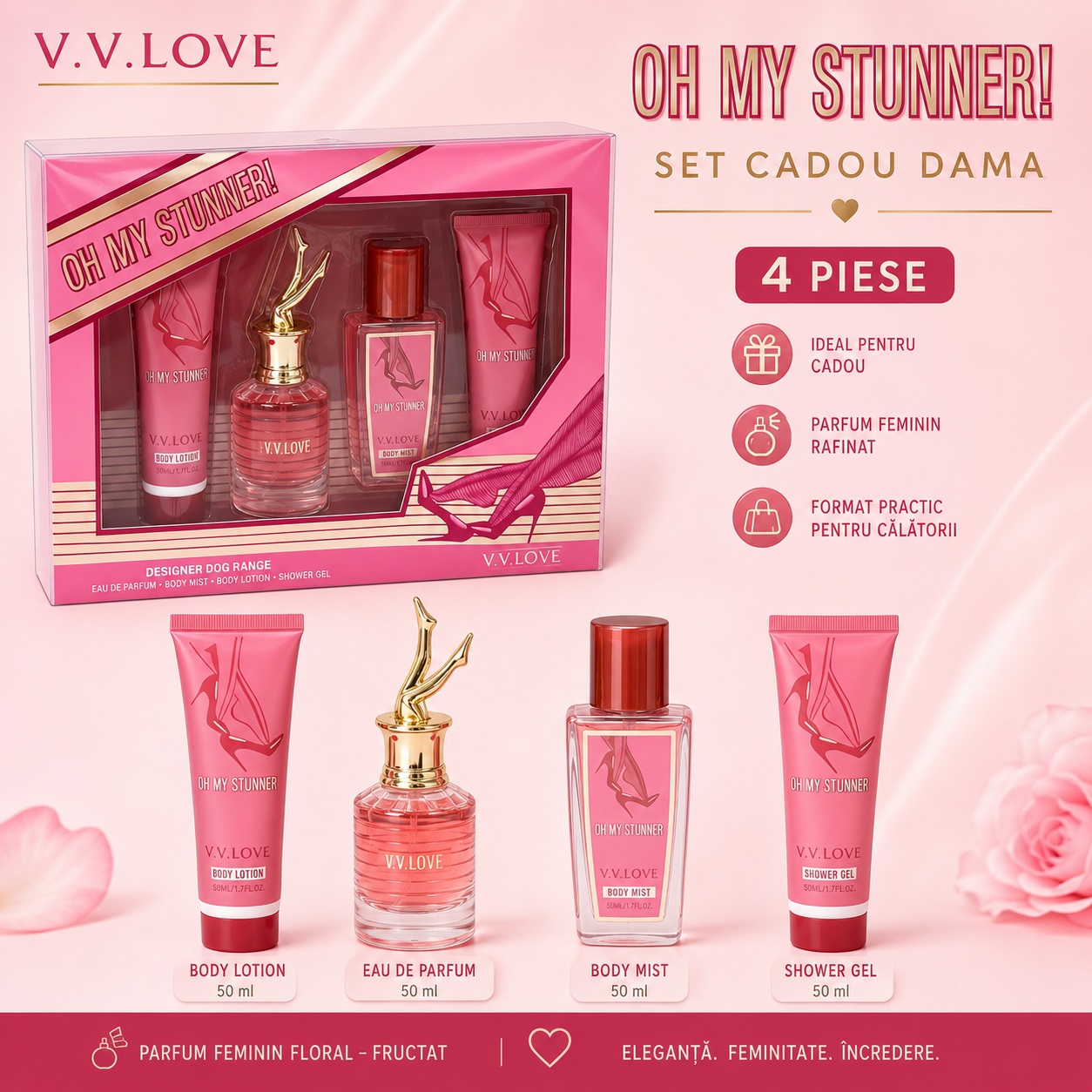 Ce conține setul V.V. Love Oh My Stunner 4 piese