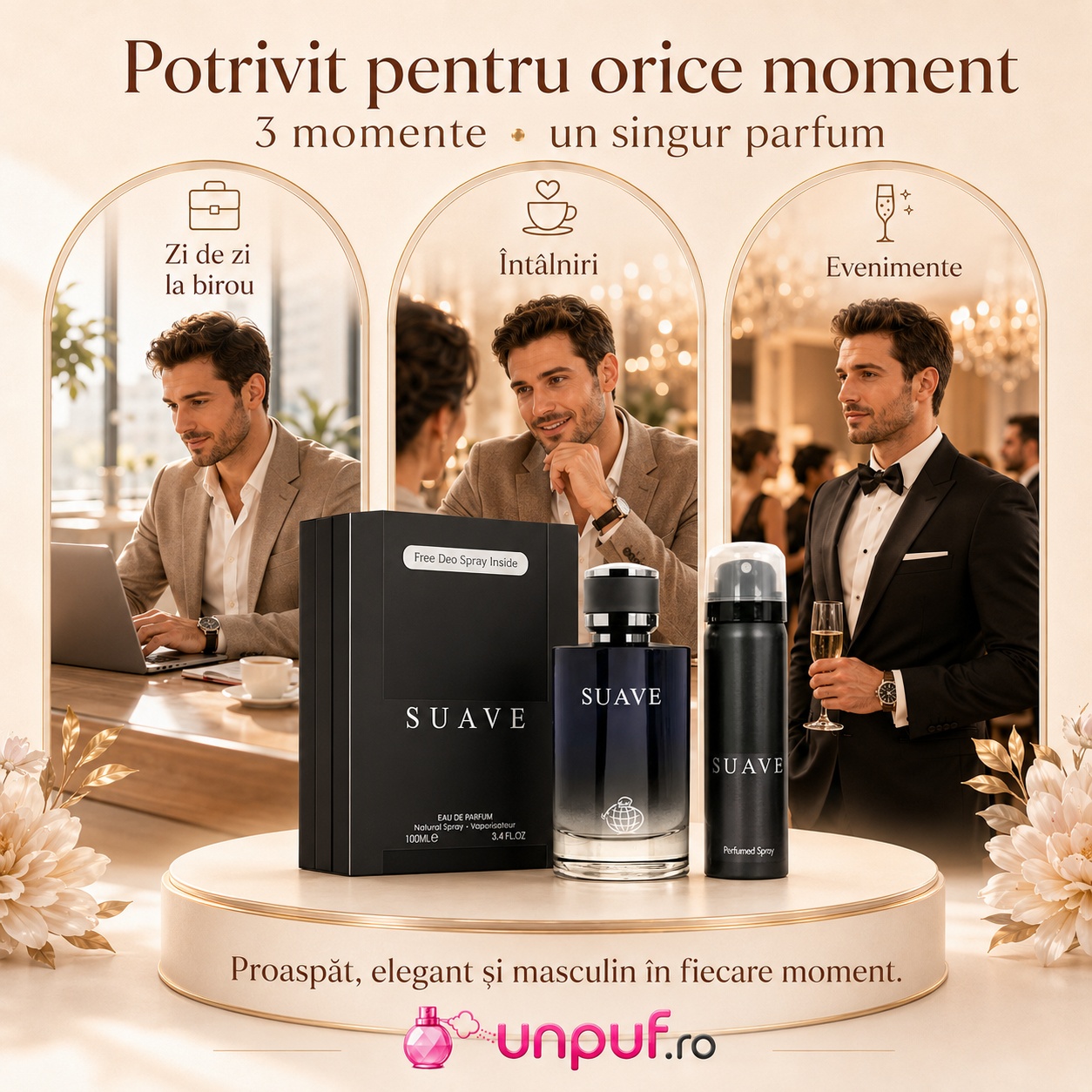 Fragrance World Suave potrivit pentru zi de zi, birou, întâlniri și evenimente