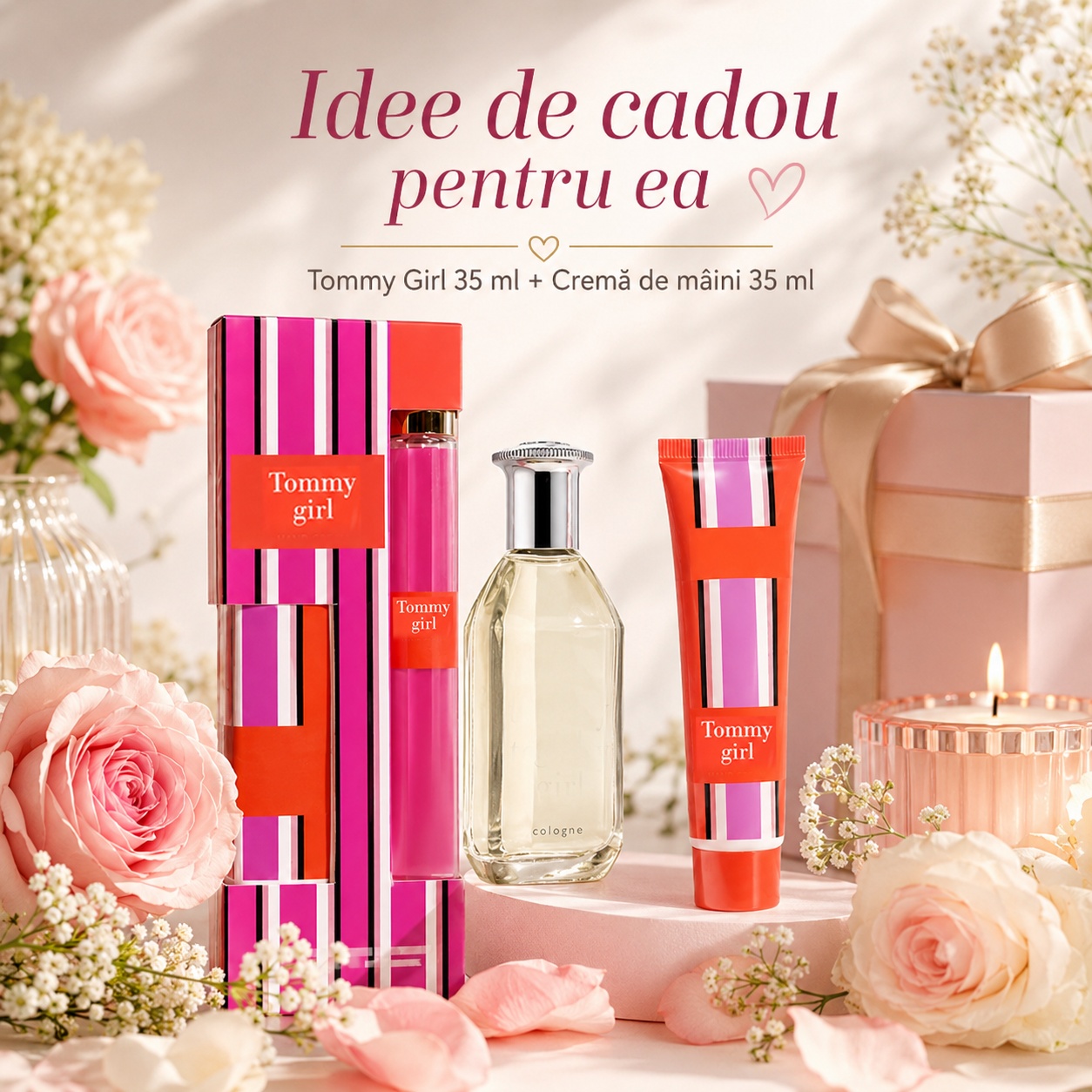 Set Tonny Girl 2x35 ml idee de cadou pentru ea, parfum 35 ml și cremă de m&acirc;ini 35 ml